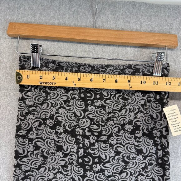 Black Gray Floral Patterned Womens Leggings OS One Size Stretch Tights Baselayer - Picture 8 of 13